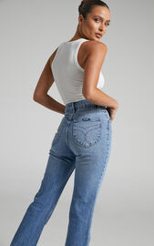 Phoebe Tonkin x Rolla's - Dusters Bootcut Jeans in Brad Blue | Showpo USA