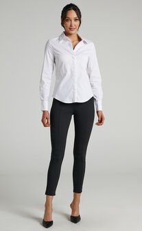 Briannon Longsleeve Fitted Collared Button Up Shirt in White