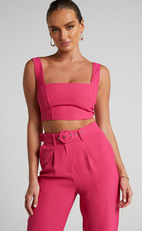 Reyna Two Piece Set - Crop Top and Tailored Pants in Pink