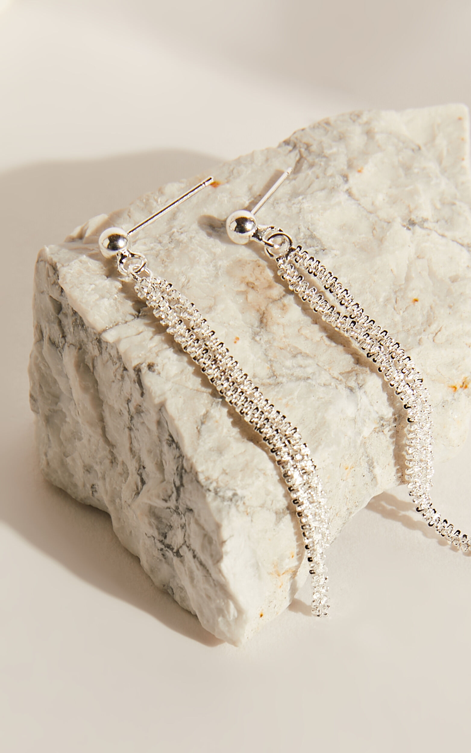 Manoyah Diamante Drop Earrings in Silver - NoSize, SLV1, super-hi-res image number null