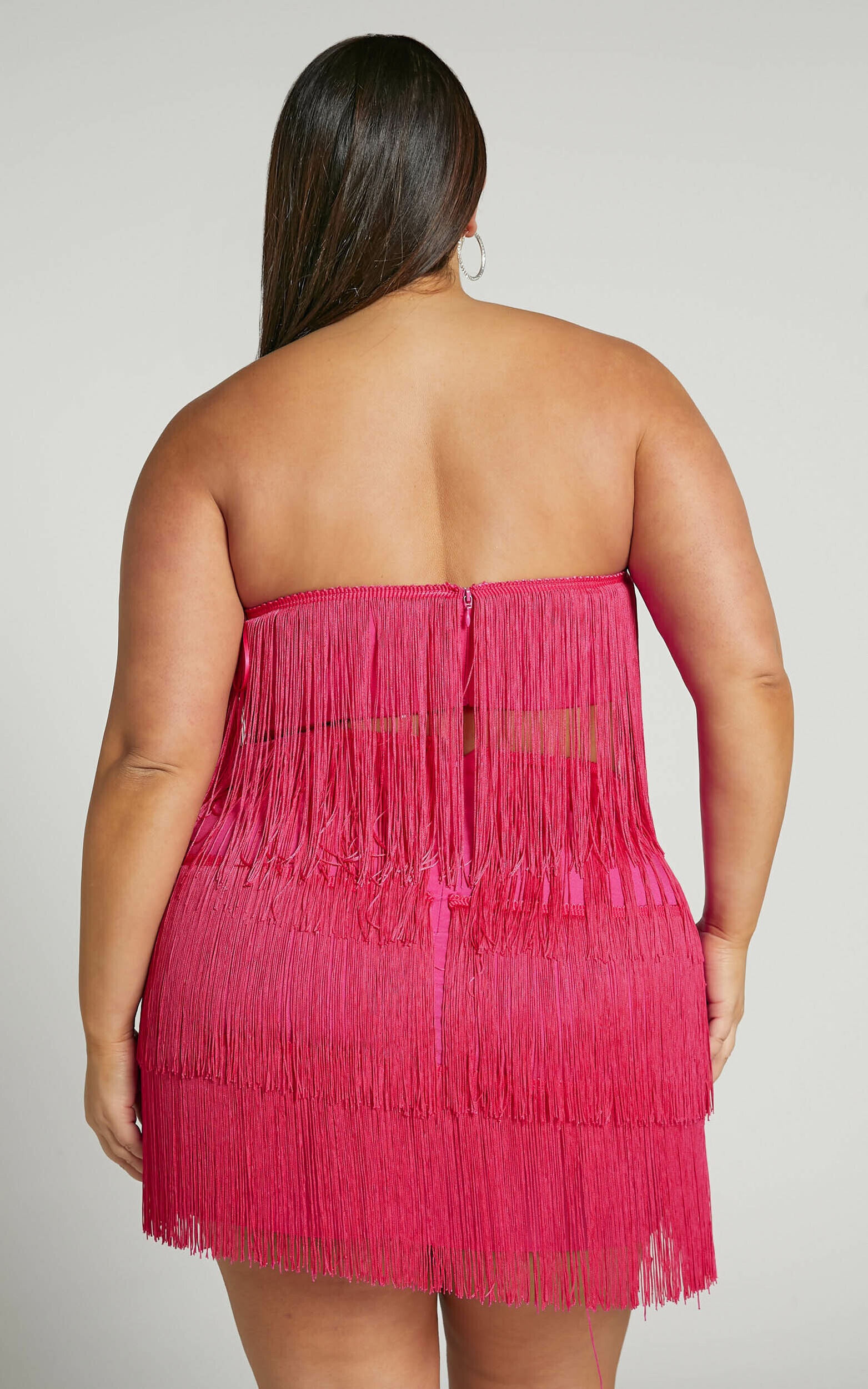 Malibu Fringe Mini Dress - Hot Pink