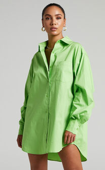 Janaya Longsleeve Shirt Dress in Green
