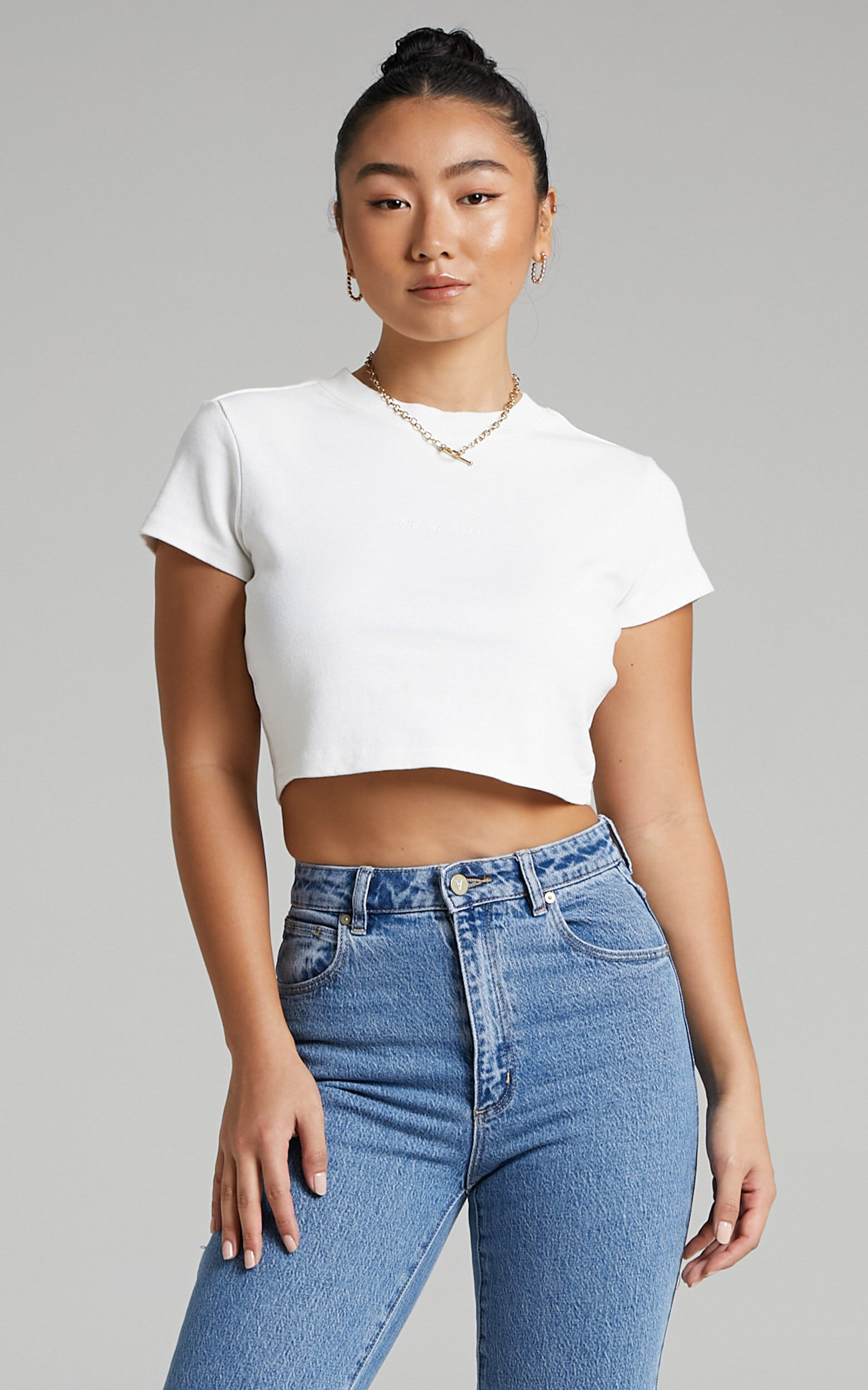 Abrand - A 90's Crop Tee in White Sand - L, WHT1, super-hi-res image number null