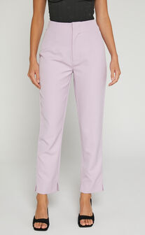 Allie Cropped Pant - High Waisted Tailored Slim Fit Straight Leg in Lilac