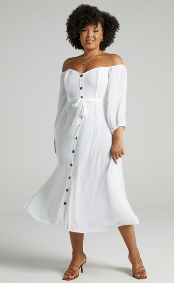 Sorrento Dreaming Dress in White Linen Look