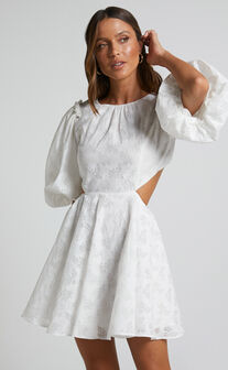 Anessa Ruched Strapless Smock Dress in White