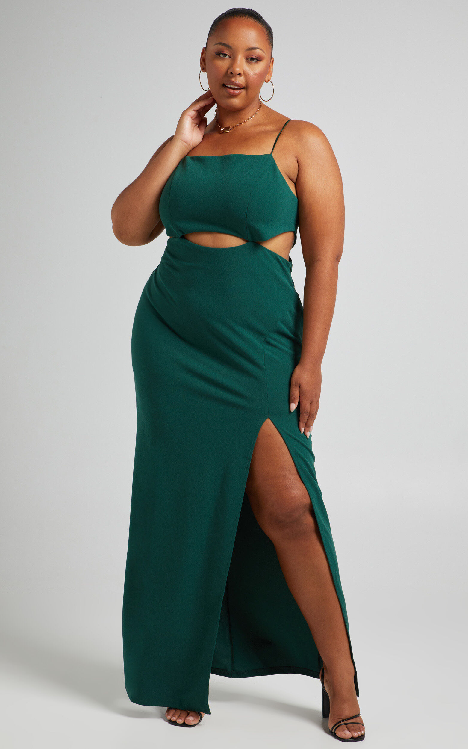 Monet Cut Out Underbust Dress in Emerald - 04, GRN2, super-hi-res image number null