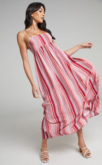 Chelcy Striped Open Back Maxi Dress in Pink