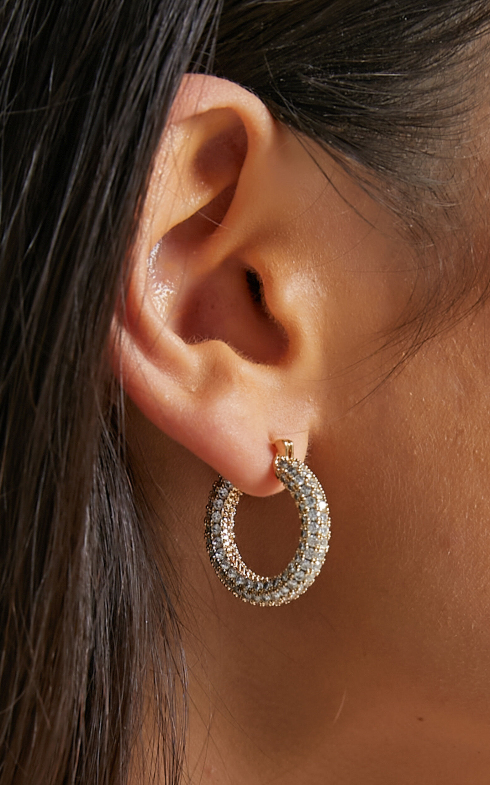 Raelyn Chunky Diamante Hoop Earrings in Gold - NoSize, GLD1, super-hi-res image number null