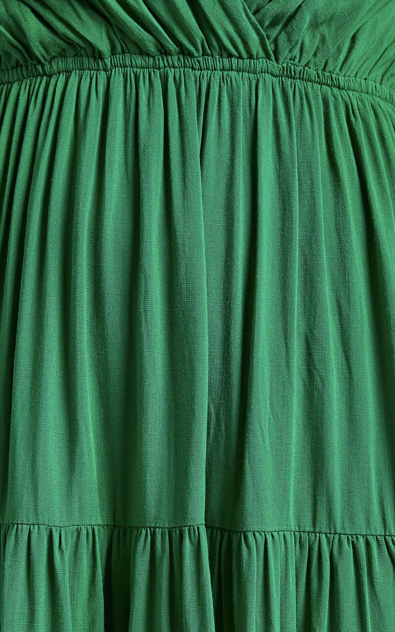 Phaloma Midi Dress - V Neck Tiered Dress in Emerald | Showpo USA