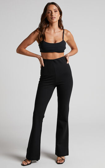 Hermina Ponte Pants - High Waisted Flare Pants in Black