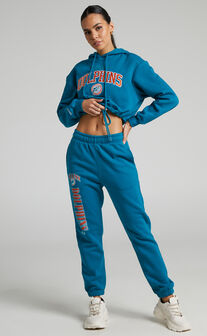 Mitchell & Ness - Mid Rise Miami Dolphins Arched Logo Sweat Pants in Faded Teal