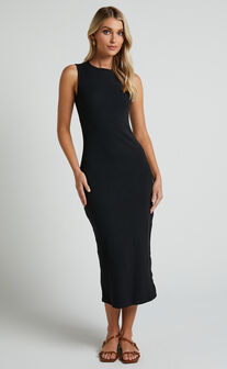 Irenie Midaxi Dress - Bodycon Dress in Black