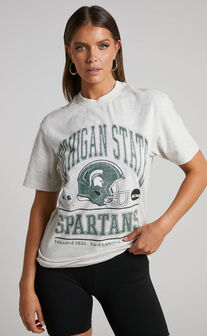 NCAA - Michigan State Vintage Champs Tee in Silver Marle