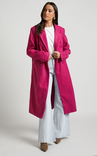 Socorro Tailored Longline Coat in Hot Pink