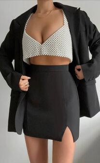 Evelenna Split Mini Skirt in Black