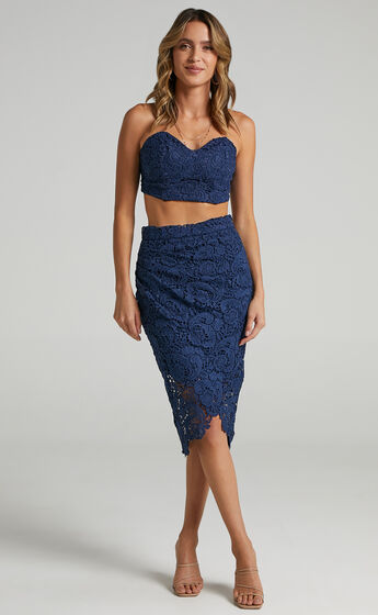 Daliah Two Piece Set in Navy Lace