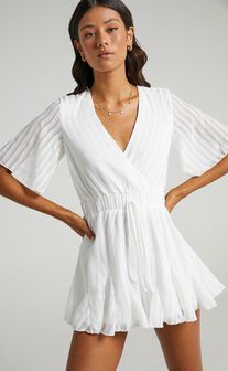 Play On My Heart Playsuit in White