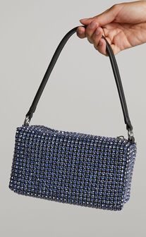 Gloriza Bag - Diamante Rectangular Mini Top Handle Bag in Dark Blue
