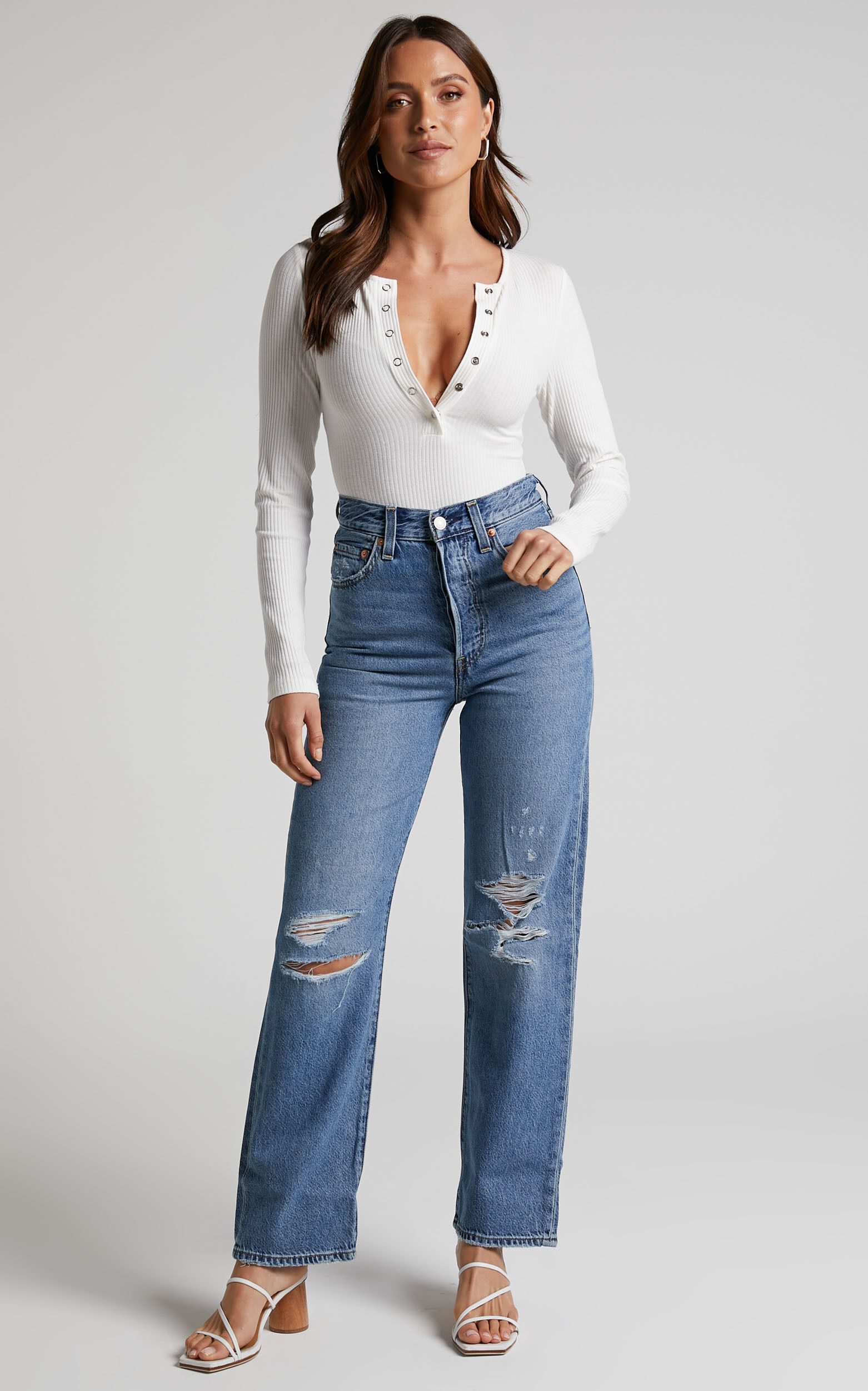 Jeans strappato Dames Kleding Spijkerbroeken Ripped jeans Pull & Bear Ripped jeans 