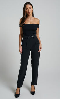 Reyna - High Waisted Tailored Pants in Black