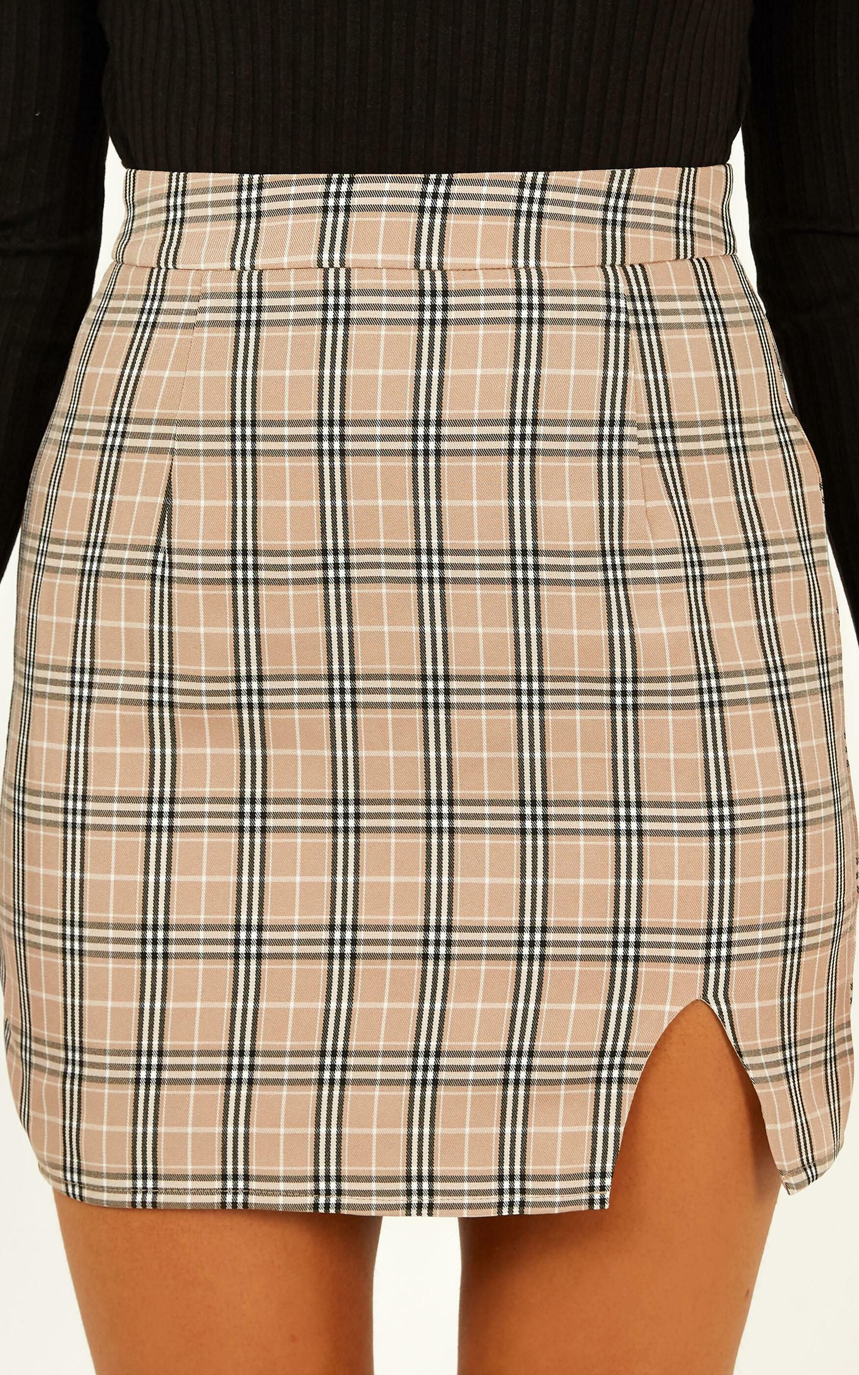 First Editions Skirt in beige check - 4 (XXS), Beige, super-hi-res image number null