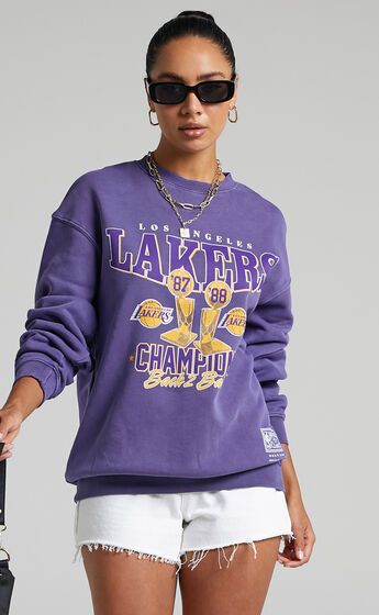 Mitchell & Ness - LA Lakers Vintage Champs Trophy Crew in Faded Purple