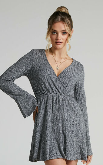 The Next Step Dress in Charcoal Marle
