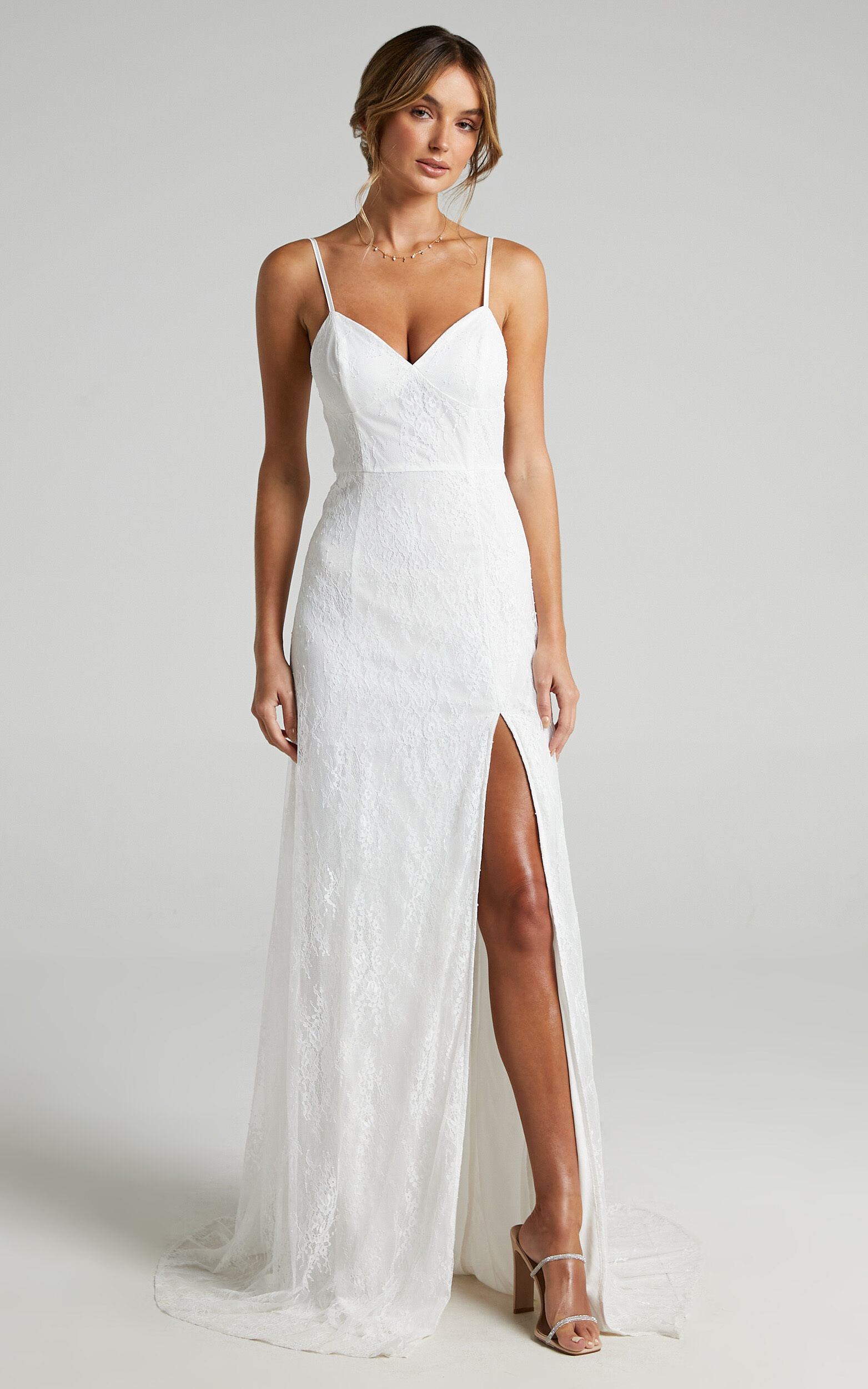 Love On Top Gown in White Lace | Showpo