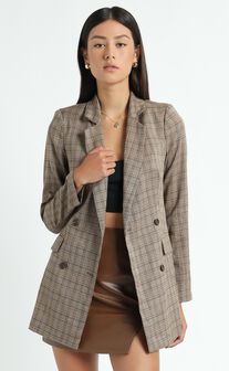 Sort It Out Blazer in Brown Check