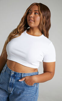 Susannah Ribbed Cropped Tee in White