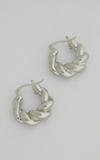 Kharly Earrings - Twist Hoop Earrings in Silver