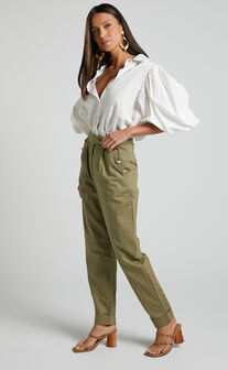 Amalie The Label - Mael High Waisted Tapered Pant in Khaki