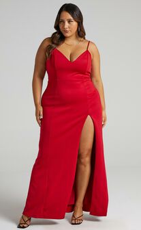 Dare To Dream Split Maxi Dress in Red