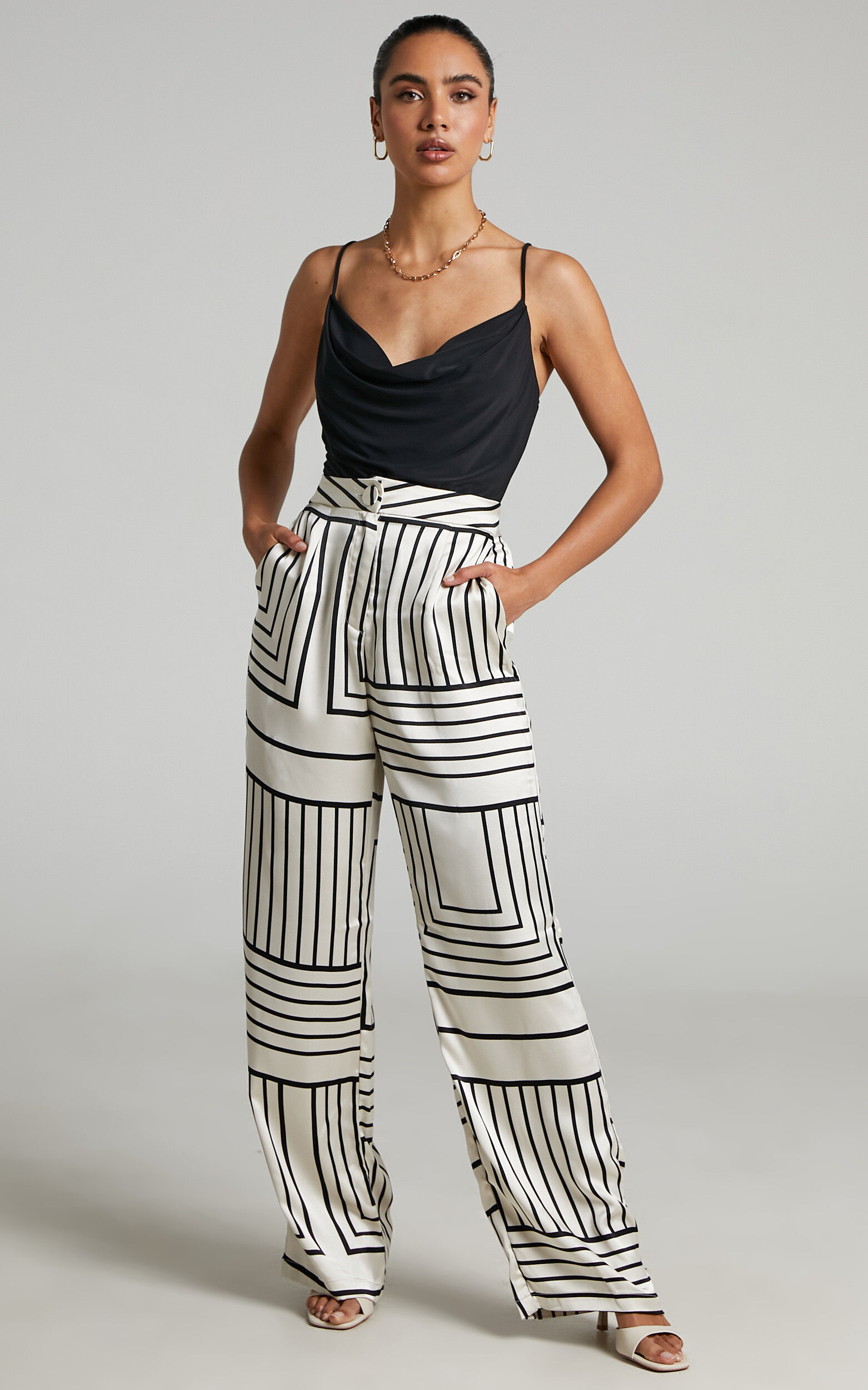 4th & Reckless - Norma Trouser in abstract satin - 06, CRE3, super-hi-res image number null