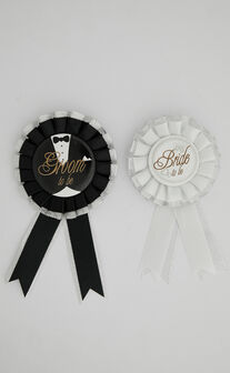 Bride and Groom Badges in Black/White