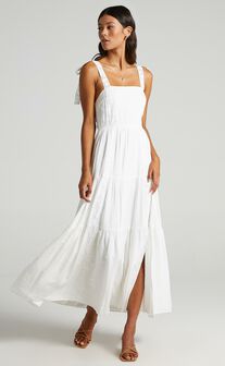 Afternoon Stroll Split Maxi Dress in White