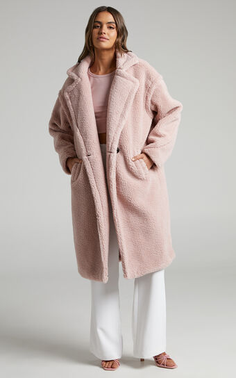 Clariece Oversized Teddy Coat in Pink