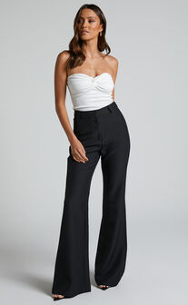 Chielo Pants - High Rise Fit and Flare Pants in Black