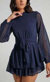 Bottom Of Your Heart Playsuit in Navy