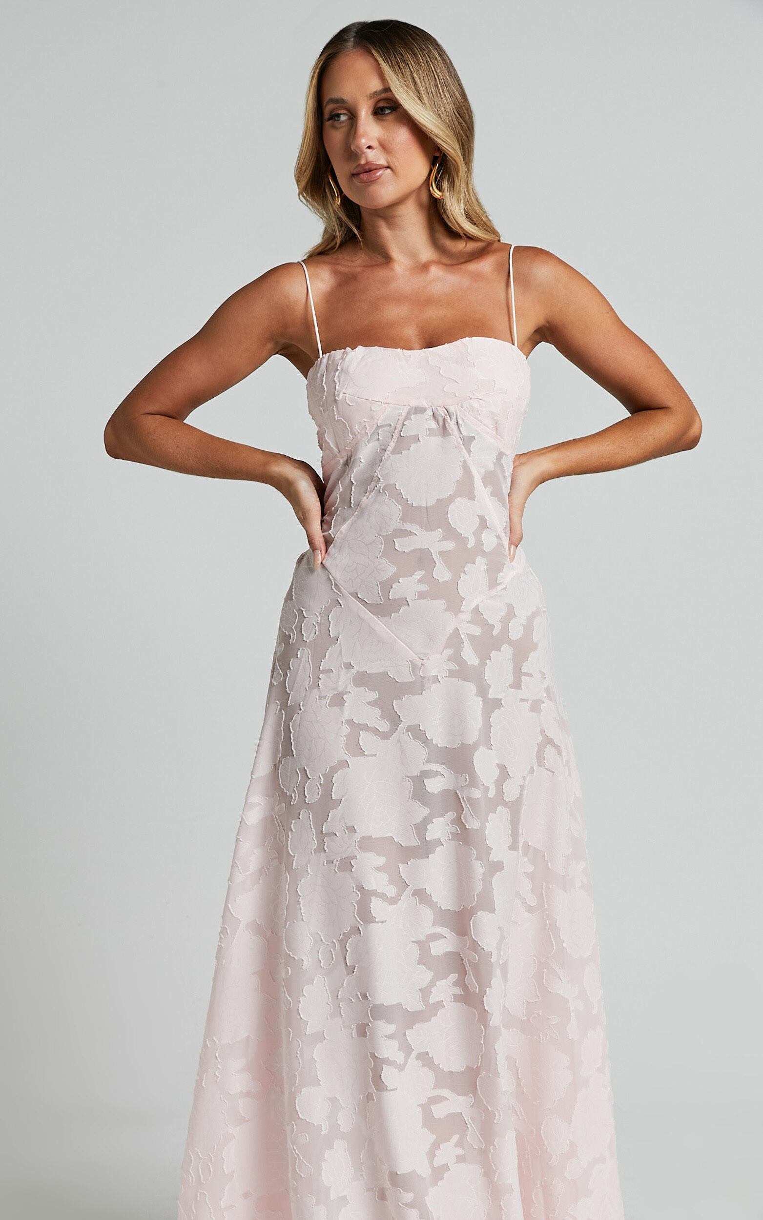 Lily Maxi Dress - Sheer Jacquard Maxi Dress in Pink | Showpo USA