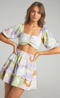 Halley Balloon Sleeve Mini Two Piece Set in Lumiere Floral