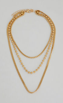 Riley layered chain necklace in Gold