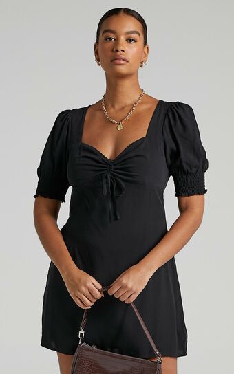 Titania Dress in Black Rayon