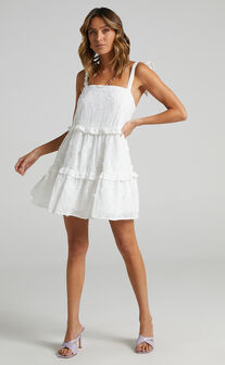 Alimia Dress in Textured White Floral