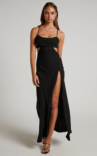 Reviena Cut Out Maxi Dress in Black