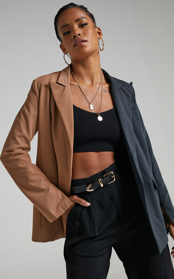 Nepena Blazer in Camel and Navy