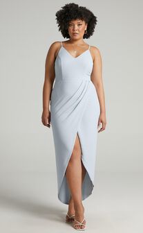 Lucky Day Drape Maxi Dress in Ice Blue