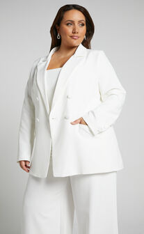 Genelyn Blazer - Double Breasted Blazer in White