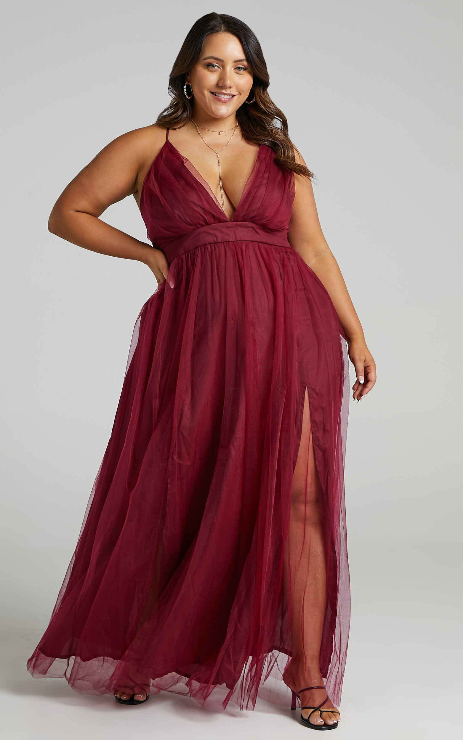 Tell Me Lies Dress in Wine Tulle - 06, WNE5, super-hi-res image number null